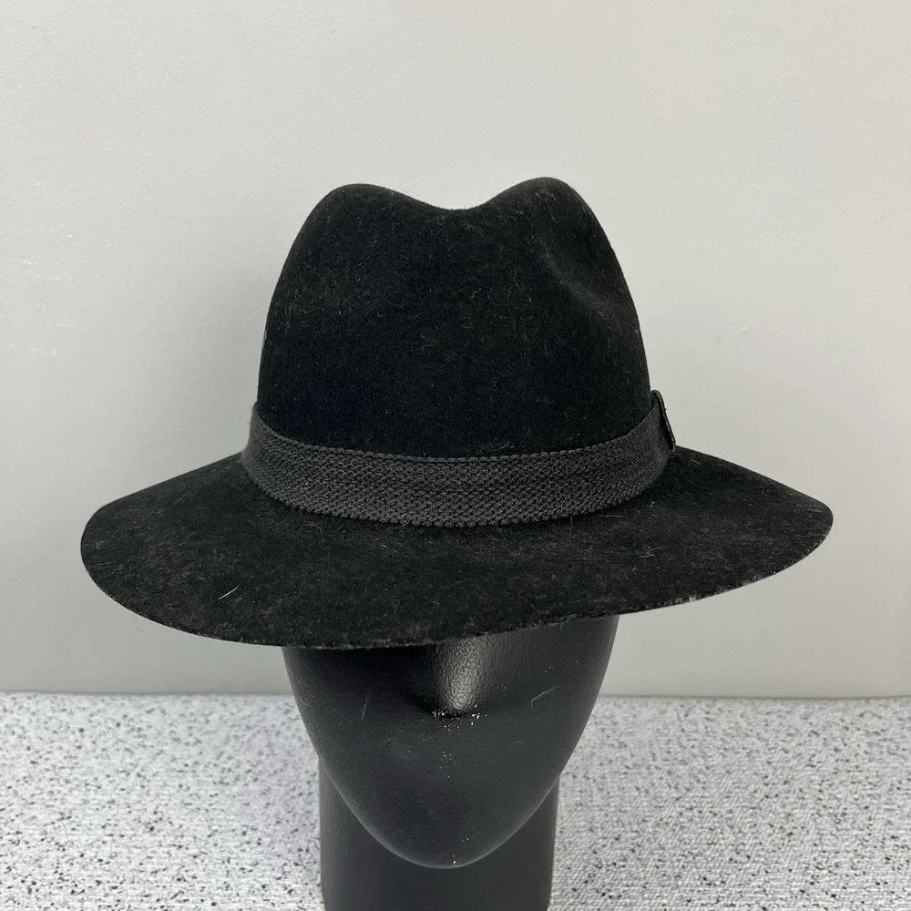 VTG Mallory by Stetson Black Wool Hunter Hat Fedora Mens Size 7-7⅛ Medium‎ USA